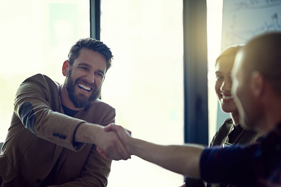 Business meeting handshake between men
